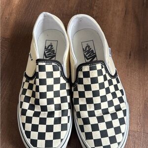 Vans Checkered Slip-On Shoes - Black and White